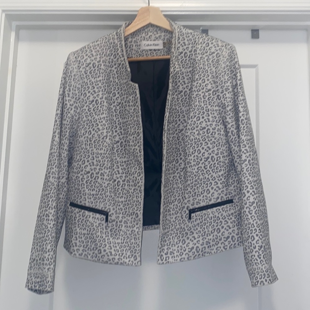 Calvin Klein Gray Leopard Print Jacket